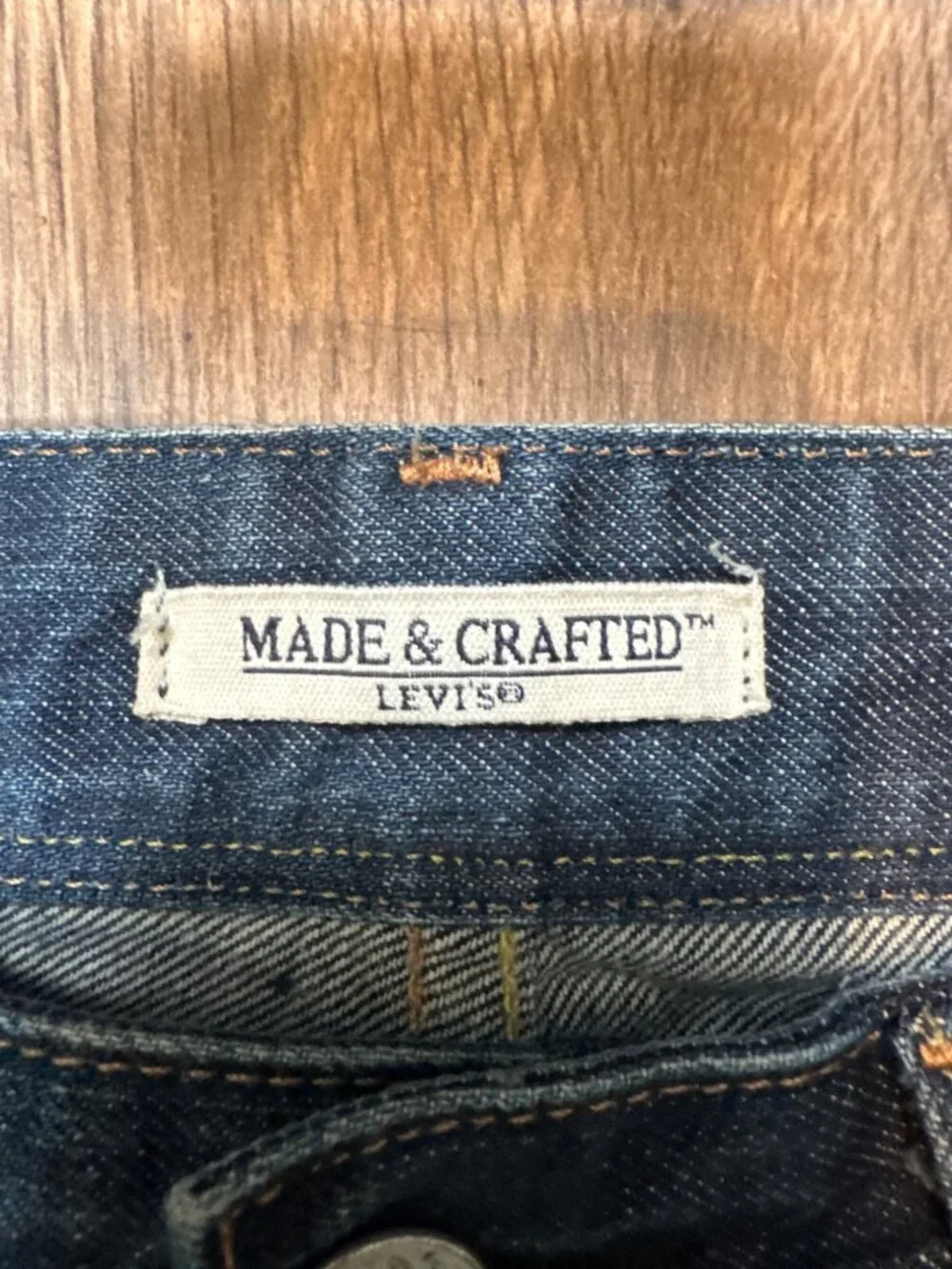 Levis Made & Crafted Mens Ruler Straight Jeans W29 Bovine Leather Patch Button F